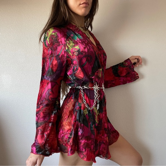 Vintage Silk Floral Bellsleeve Dress - Picture 4 of 5